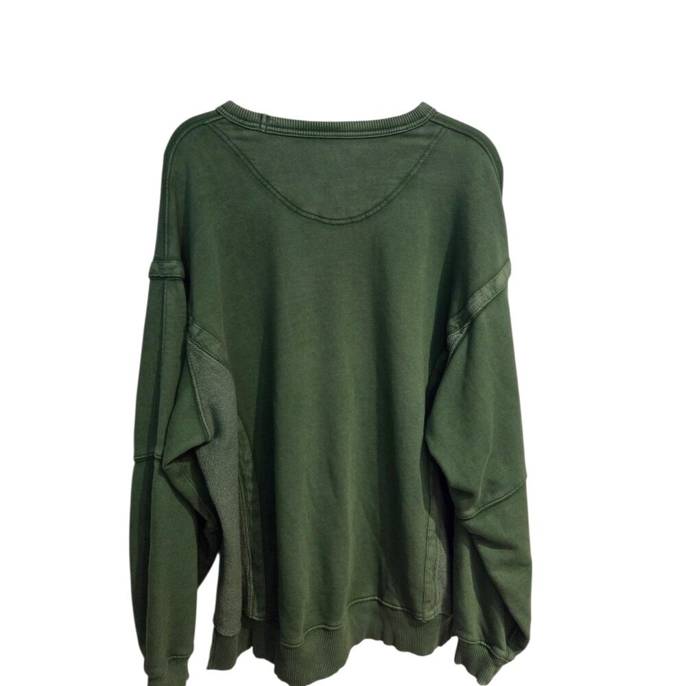 Aerie American Eagle Olive Green Oversized Cotton Sweater Sweatshirt Sz S Small - Picture 2 of 7